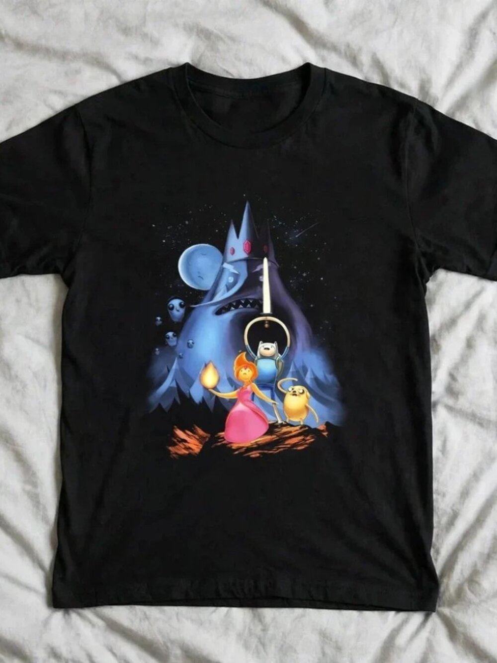 Adventure Time T-Shirt Finn Jake Ice King Black Tee